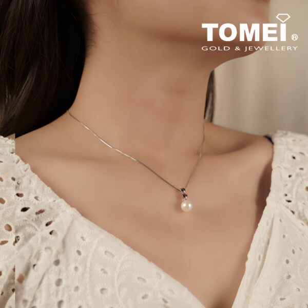 TOMEI Pearlette Pendant Set, White+Rose Gold 585/375