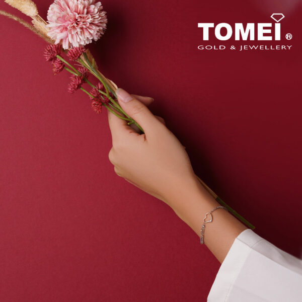 TOMEI My Heartbead For You Bracelet, White+Rose Gold 585