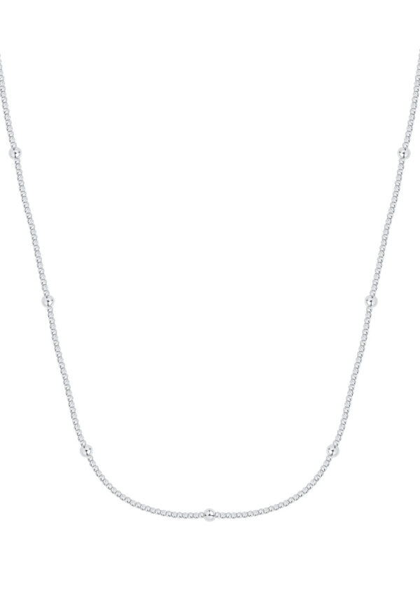 TOMEI Bead Necklace, White Gold 585