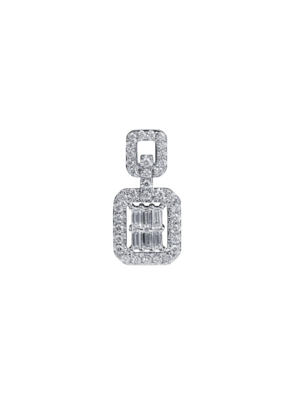 TOMEI La Baguatte Diamond Pendant, White Gold 750