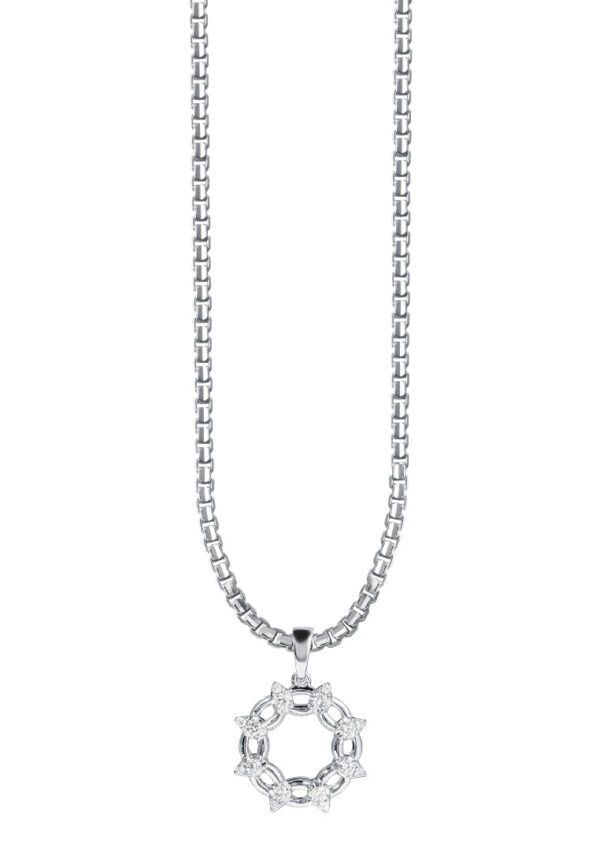 TOMEI Circular Diamond Pendant, White Gold 750