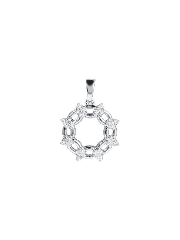 TOMEI Circular Diamond Pendant, White Gold 750
