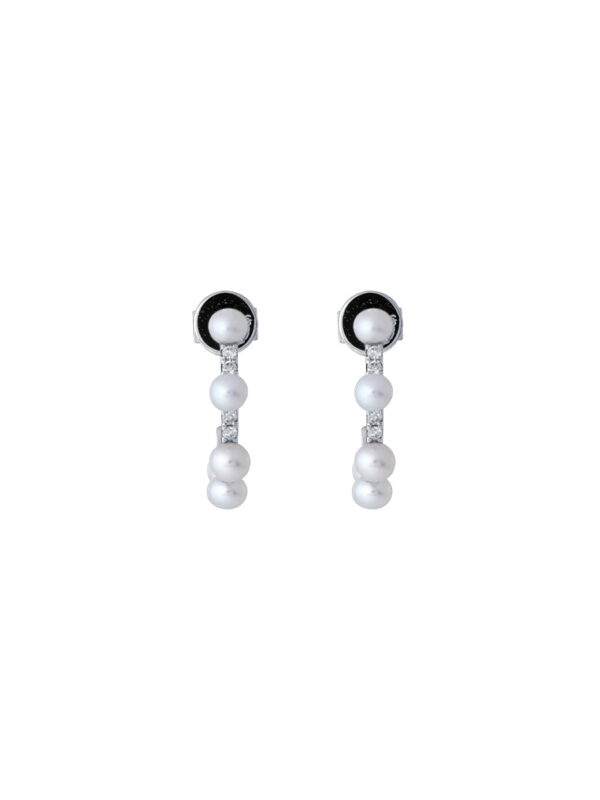 TOMEI Minimalist Pearl Earrings, White/Rose Gold 750