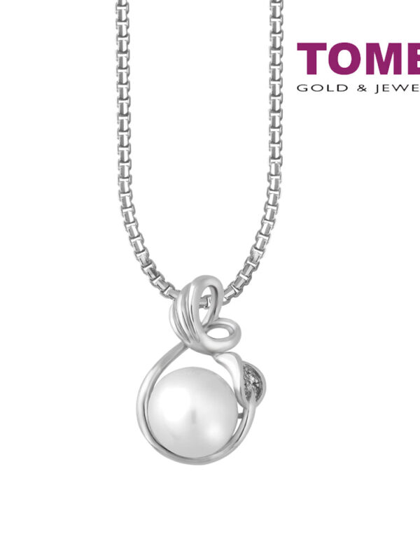 TOMEI Pearl Diamond Pendant Set, White Gold 375+585 (P2896V)