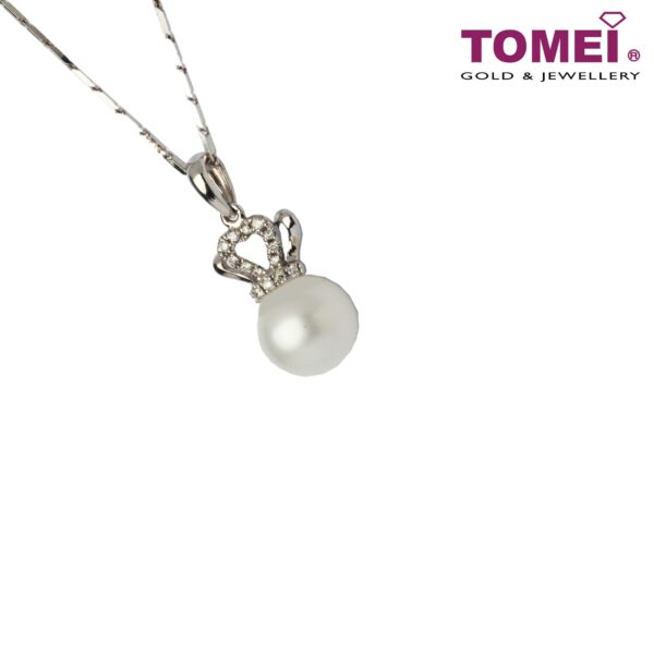 Irresistibly Luminous Pearl and Diamond Pendant Set | Tomei White Gold 375&585 (P3163V)
