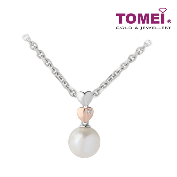 TOMEI Pearlette Pendant Set, White+Rose Gold 585/375