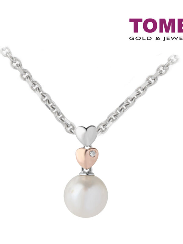 TOMEI Pearlette Pendant Set, White+Rose Gold 585/375