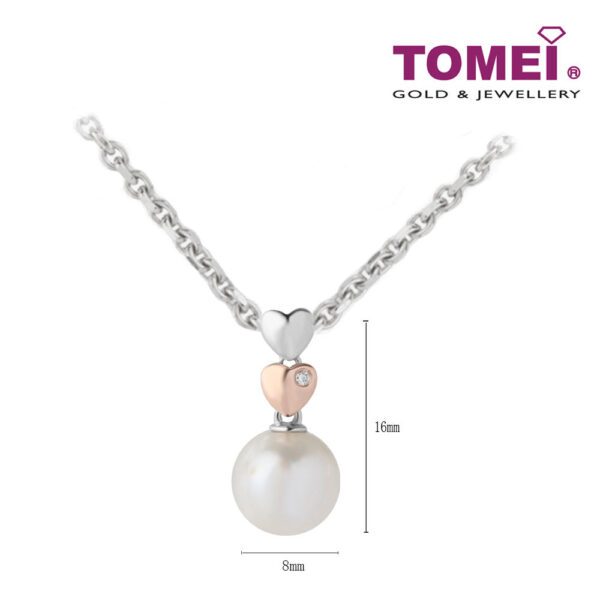 TOMEI Pearlette Pendant Set, White+Rose Gold 585/375