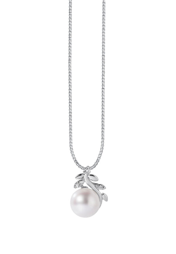 TOMEI Pearl Pendant Set, White Gold 585