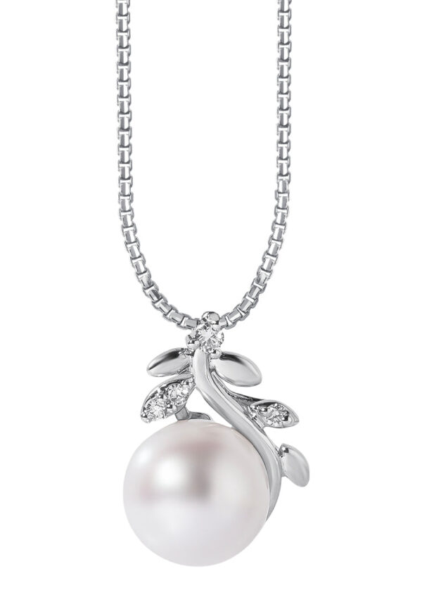 TOMEI Pearl Pendant Set, White Gold 585
