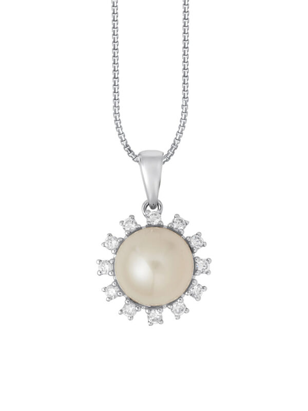 TOMEI Pearl Pendant Set, White Gold 585