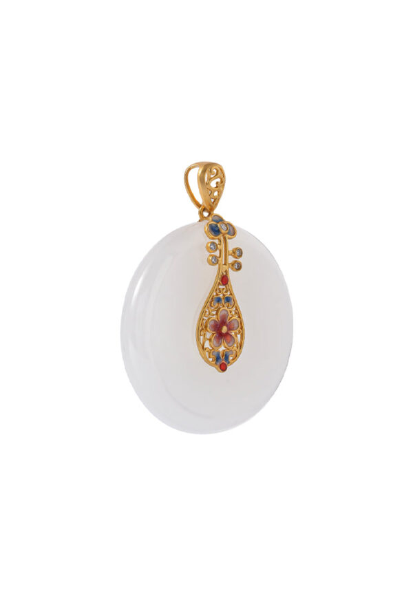 TOMEI Nephrite Collection Lute Pendant, Yellow Gold 750