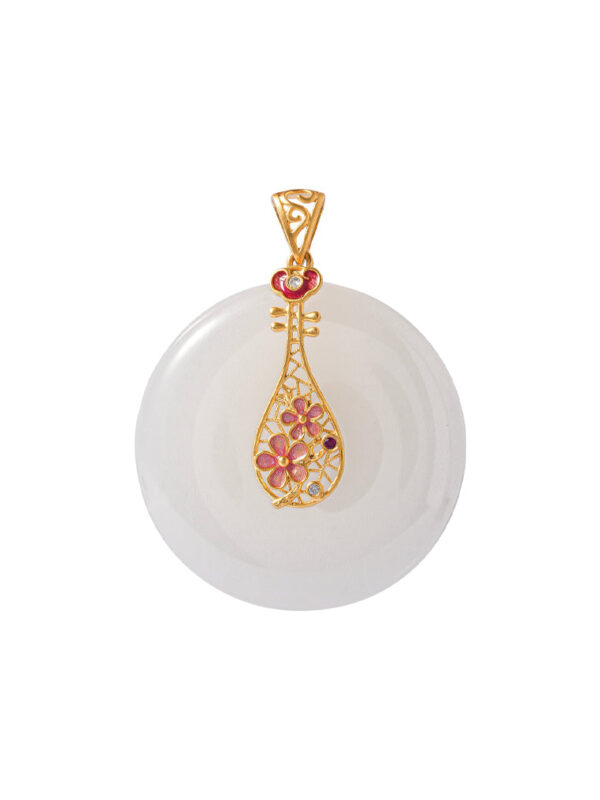 TOMEI Nephrite Collection Lute Pendant, Yellow Gold 750