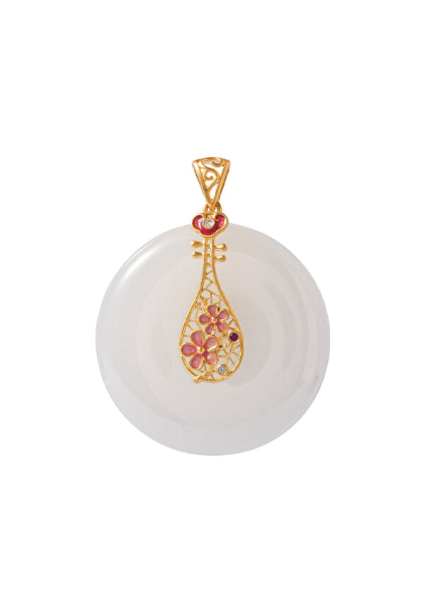 TOMEI Nephrite Collection Lute Pendant, Yellow Gold 750