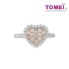 TOMEI Dual Tone Heart Diamond Ring, White+Rose Gold 750