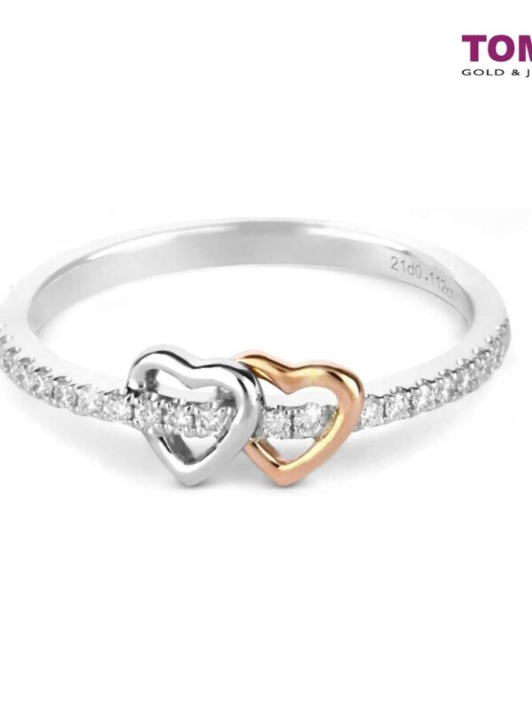 TOMEI Glamorous Spectacle of Intertwined Hearts Diamond Ring | White Gold & Rose Gold 585 (14K) (R4870)