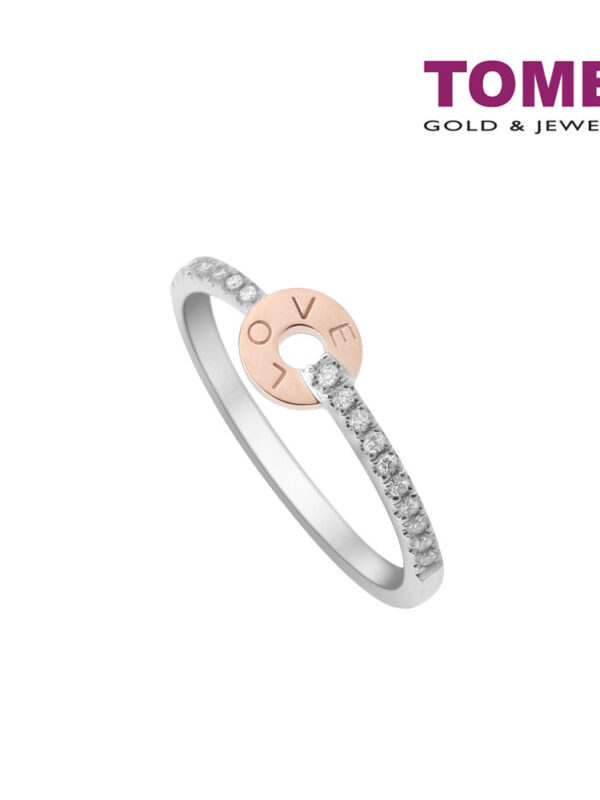 TOMEI Love Diamond Ring I White and Rose Gold 585 (14K) (R4903)
