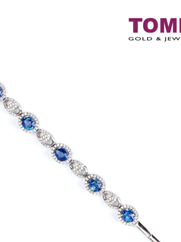 TOMEI Bracelet of Spectacularly Sparkling Pizzazz, Sapphire Diamond White Gold 750 (B0904)