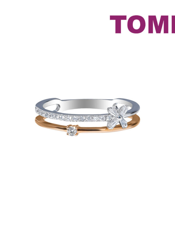 TOMEI Eternal Twine Collection Diamond Ring, White+Rose Gold 585