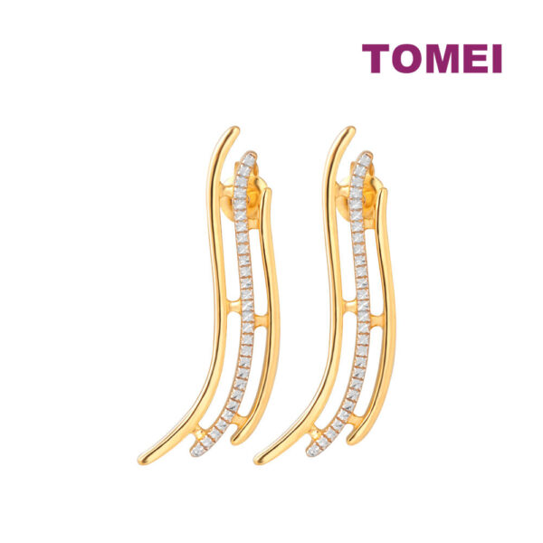 TOMEI Diamond Cut Collection Vogue Style Earrings, Yellow Gold 916