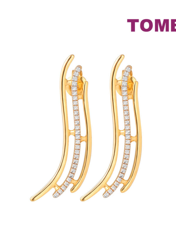 TOMEI Diamond Cut Collection Vogue Style Earrings, Yellow Gold 916