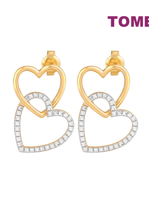 TOMEI Diamond Cut Collection Love Together Earrings, Yellow Gold 916