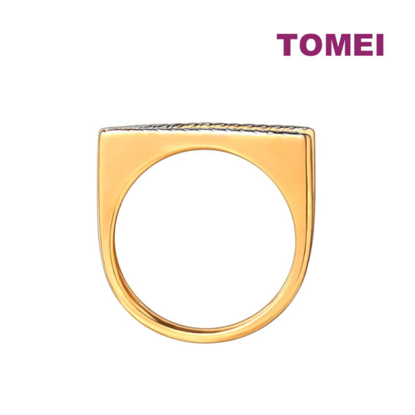 TOMEI Diamond Cut Collection Glimmering V Shape Ring, Yellow Gold 916