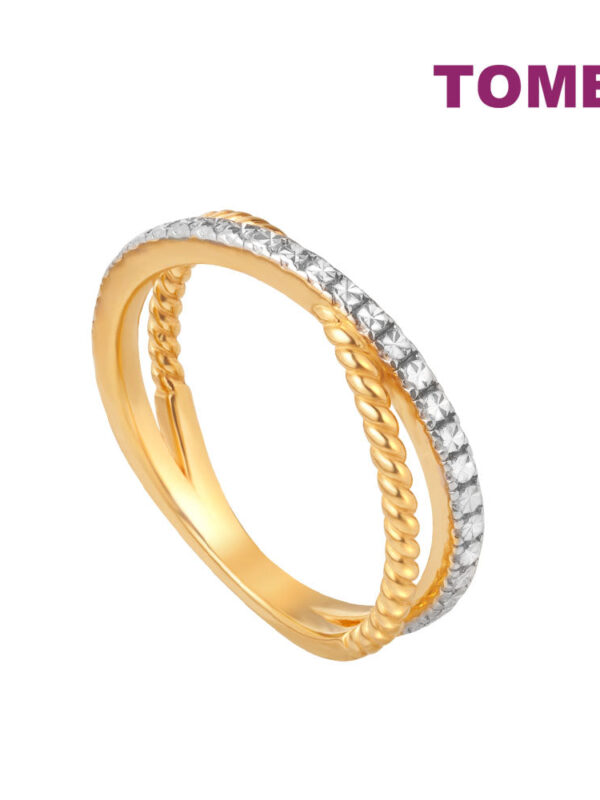 TOMEI Diamond Cut Collection Cross Twisted Ring, Yellow Gold 916