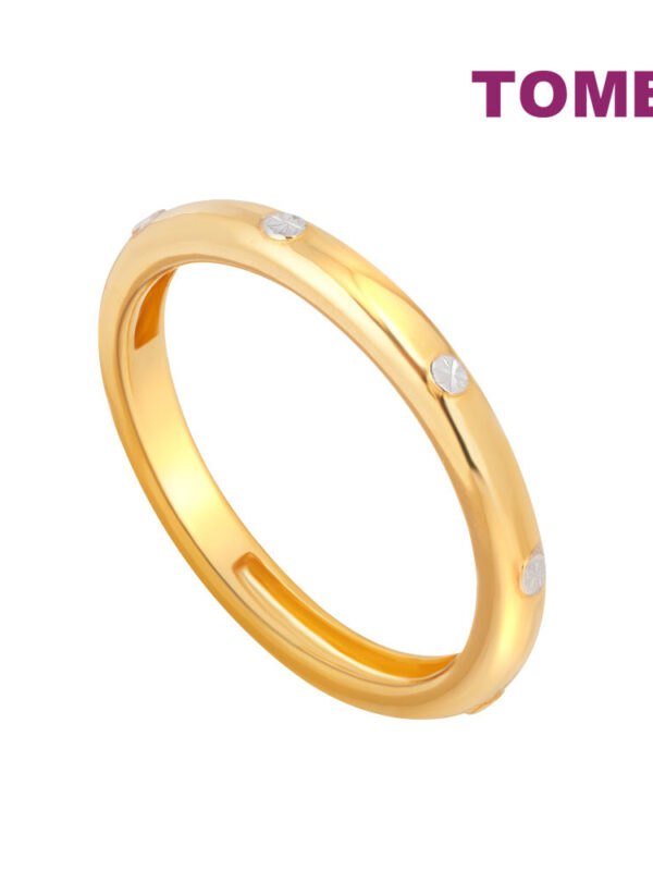TOMEI Diamond Cut Collection Studded Ring, Yellow Gold  916