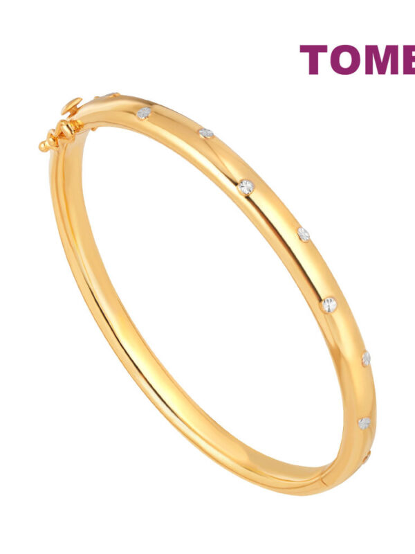 TOMEI Diamond Cut Collection Studded Bangle, Yellow Gold  916