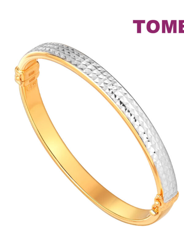 TOMEI Dual-Tone Eternity Bangle, Yellow Gold 916