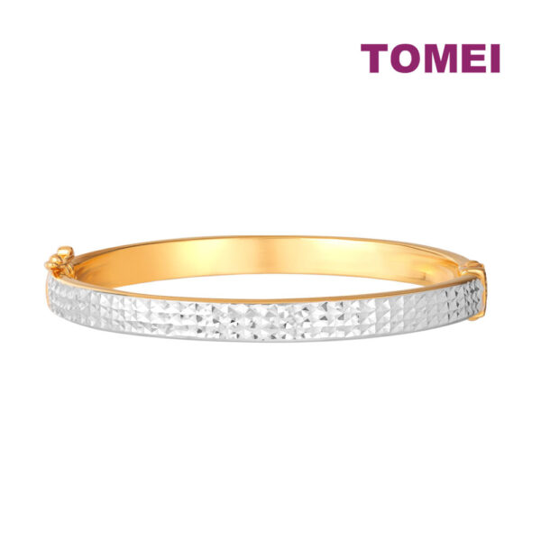 TOMEI Dual-Tone Eternity Bangle, Yellow Gold 916