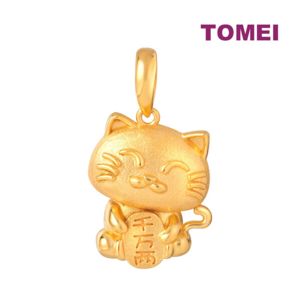 TOMEI Cutie Lucky Cat Pendant, Yellow Gold 916