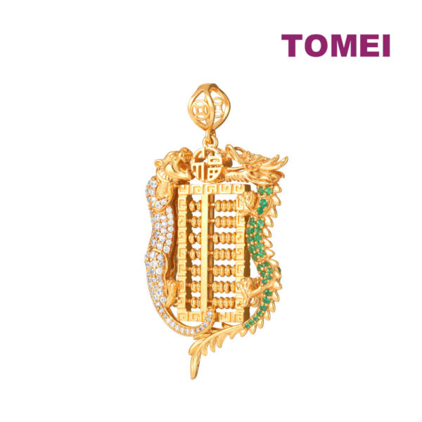 TOMEI Dragon & Tiger Abacus Pendant, Yellow Gold 916