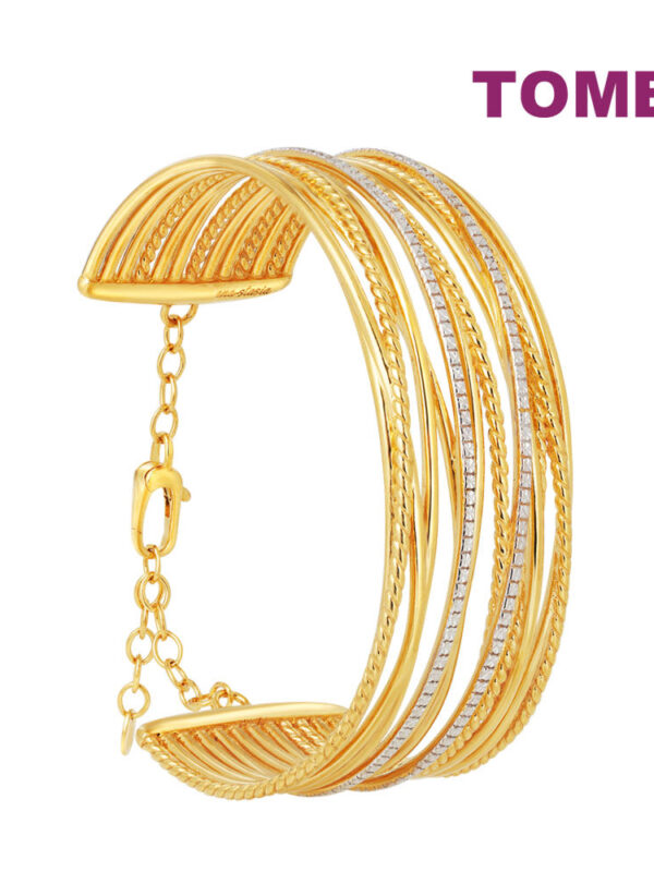 TOMEI Anastasia Dual-Tone Multilayer Bangle, Yellow Gold 916