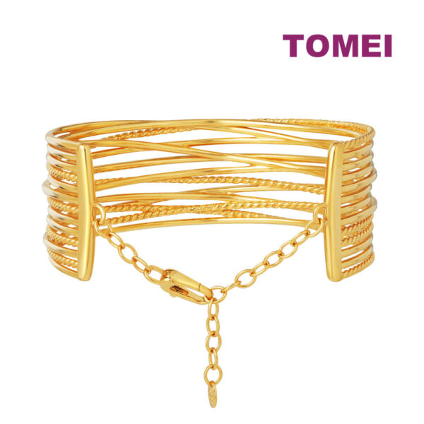 TOMEI Anastasia Dual-Tone Multilayer Bangle, Yellow Gold 916