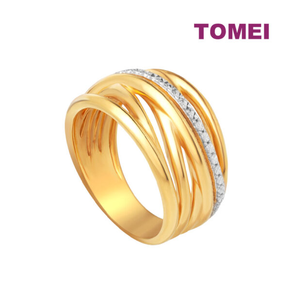 TOMEI Diamond Cut Collection Layered Ring, Yellow Gold 916