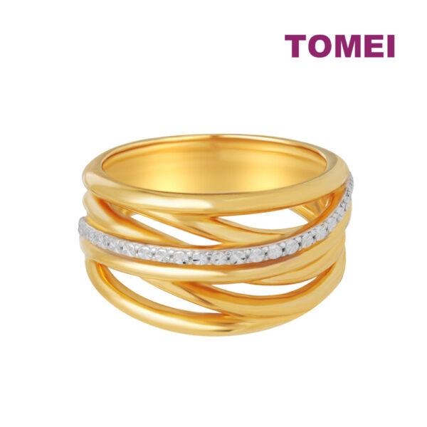 TOMEI Diamond Cut Collection Layered Ring, Yellow Gold 916