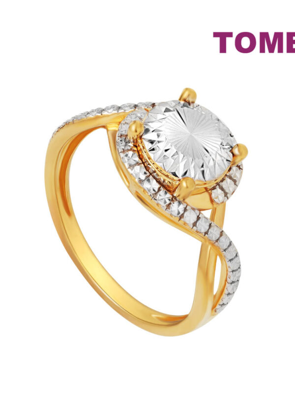 TOMEI Diamond Cut Collection Dazzling Round Ring, Yelllow Gold 916