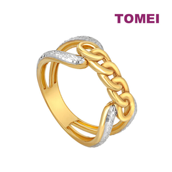 TOMEI Dual-Tone Knotted Ring, Yellow Gold 916