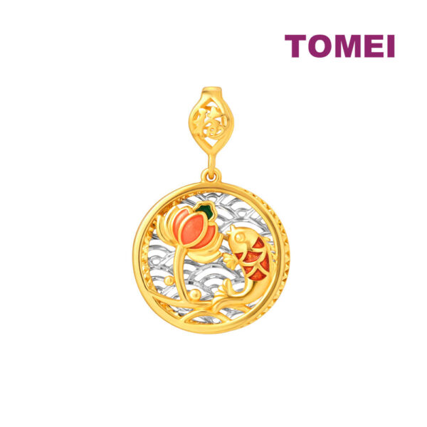 TOMEI Lucky Carp in the Water Pendant, Yellow Gold 916