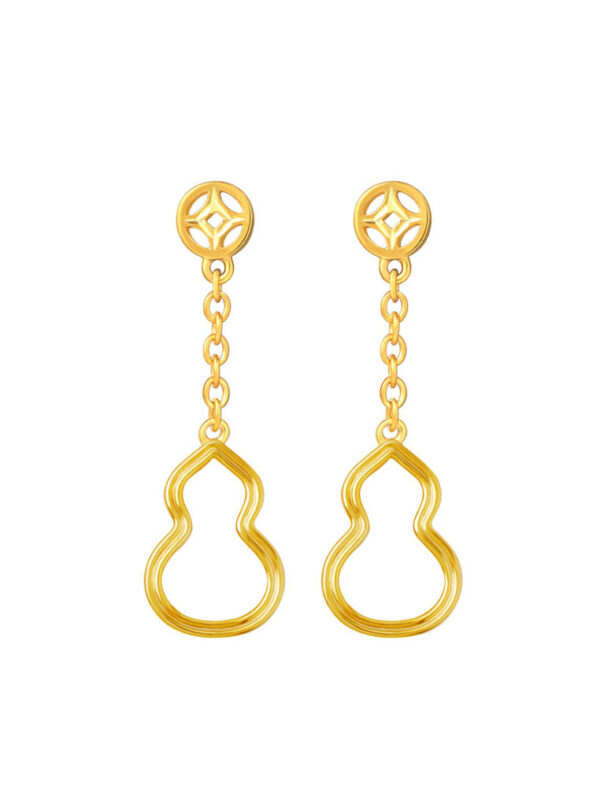 TOMEI Dainty Dangling Gourd Earrings, Yellow Gold 916