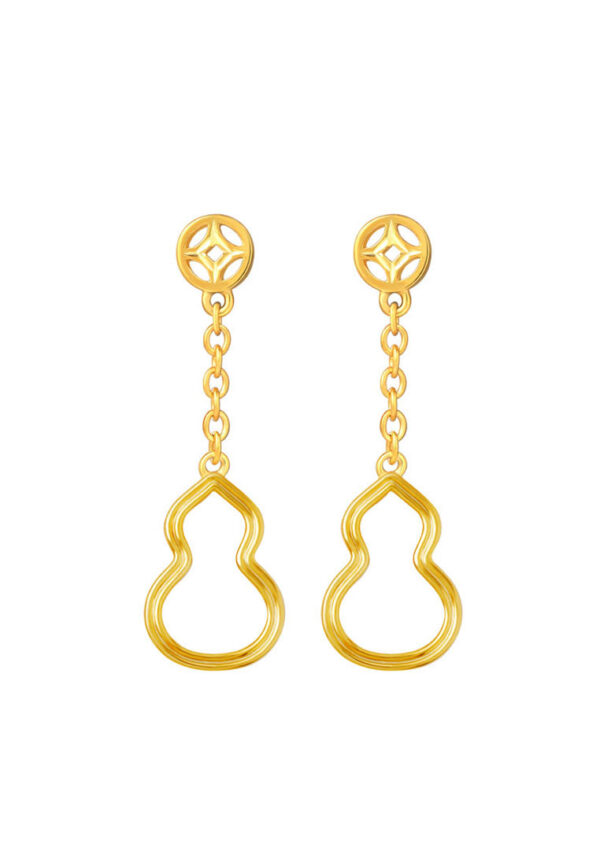 TOMEI Dainty Dangling Gourd Earrings, Yellow Gold 916