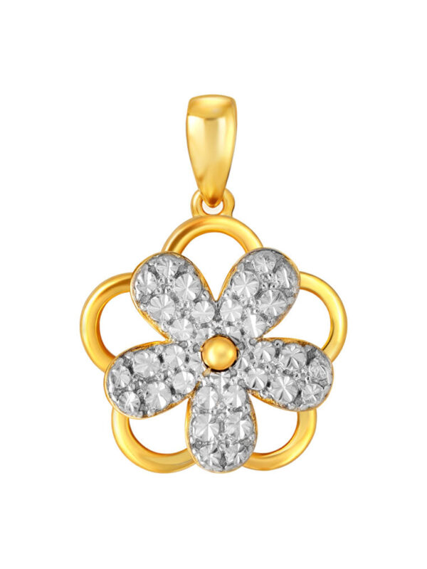 TOMEI Diamond Cut Collection Spinning Flower Pendant, Yellow Gold 916