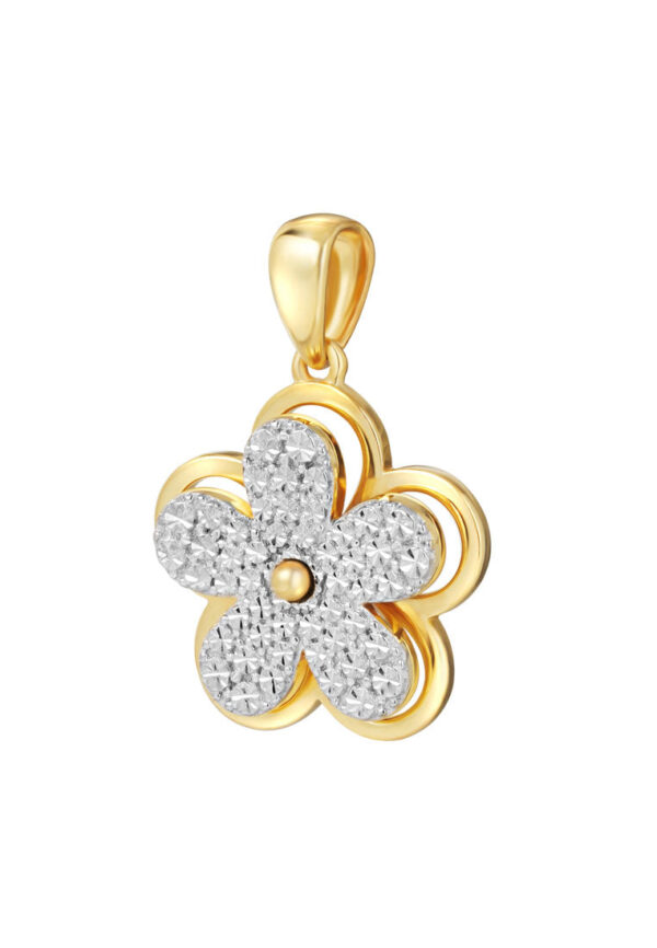 TOMEI Diamond Cut Collection Spinning Flower Pendant, Yellow Gold 916