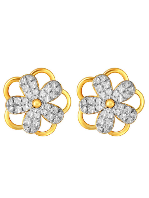 TOMEI Diamond Cut Collection Spinning Flower Earrings, Yellow Gold 916