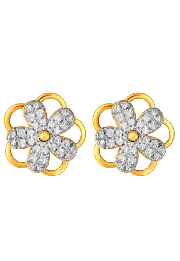 TOMEI Diamond Cut Collection Spinning Flower Earrings, Yellow Gold 916