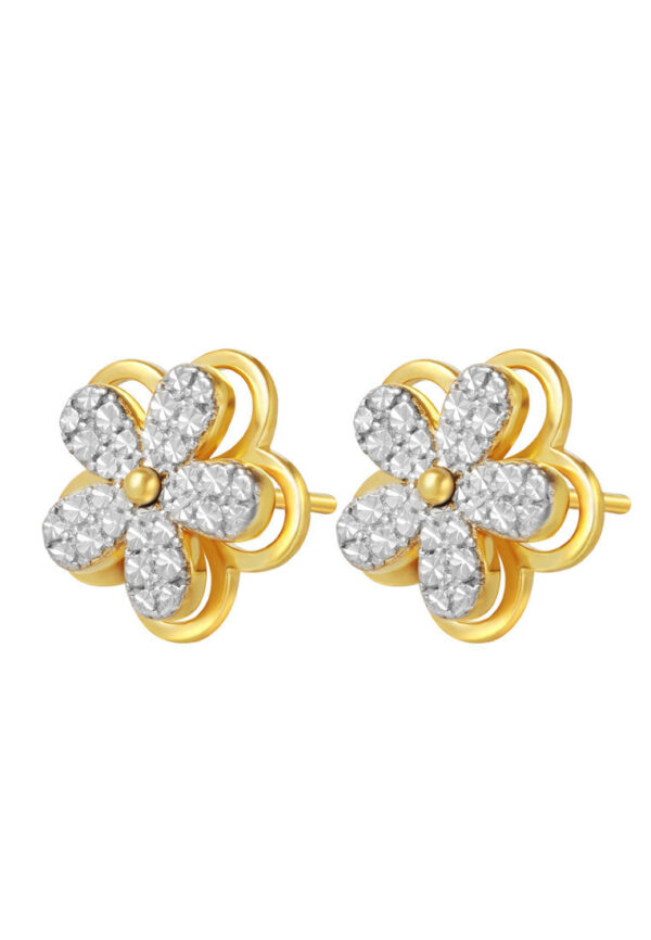 TOMEI Diamond Cut Collection Spinning Flower Earrings, Yellow Gold 916