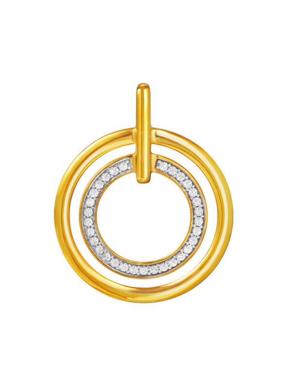 TOMEI Diamond Cut Collection Circular Pendant, Yellow Gold 916