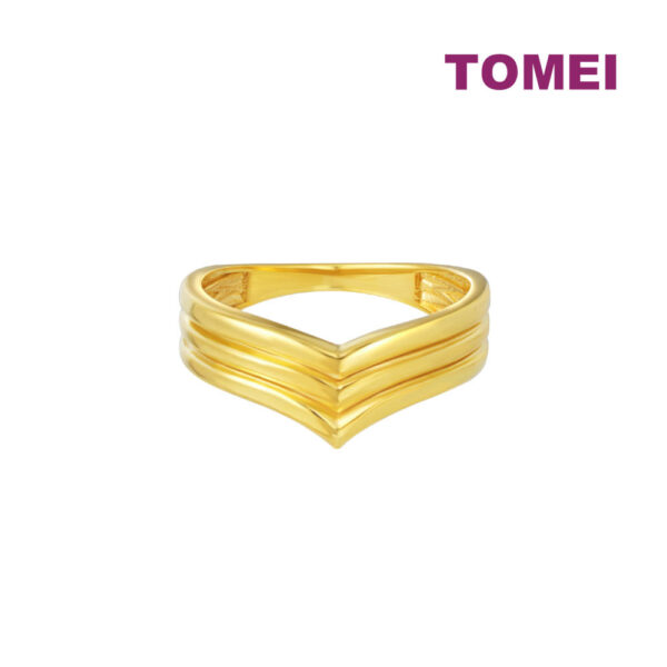 TOMEI Lusso Italia Layered V RIng, Yellow Gold 916